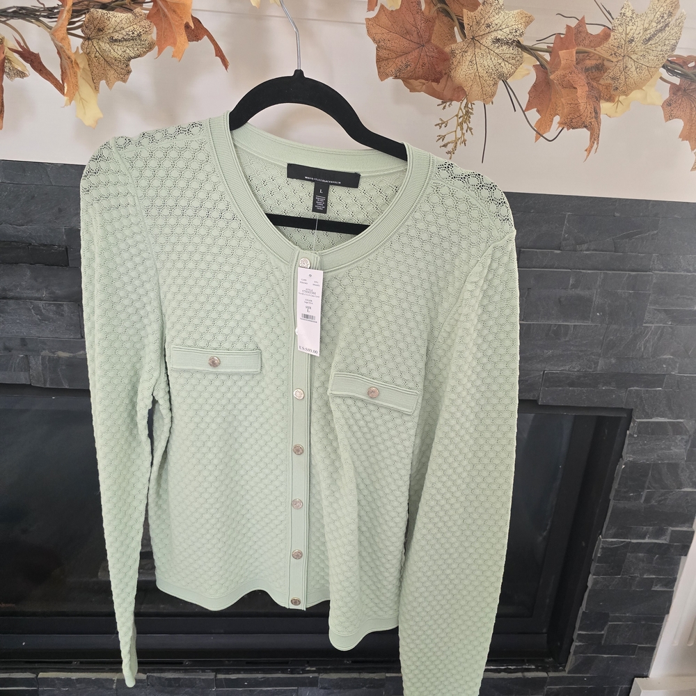 White House Black Market Light Green  Cardigan